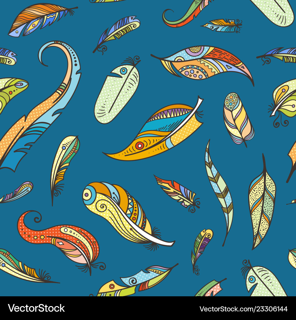 Bohemian Feather Pattern Vector Image