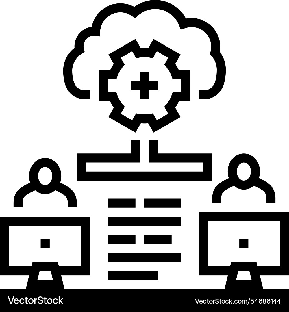 Collaboration cloud computing line icon Collaboration cloud computing line icon vector image
