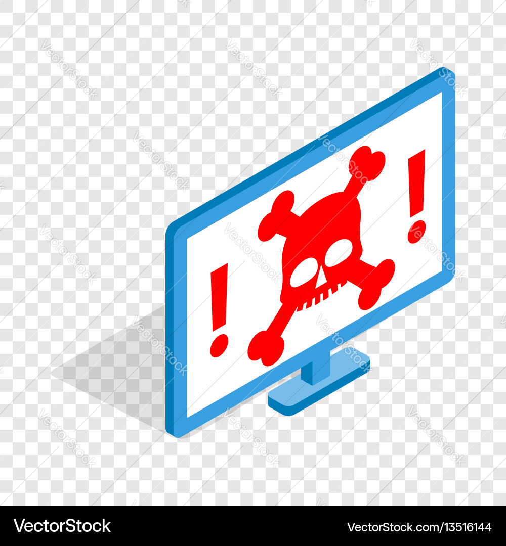 Computer monitor with a skull and bones isometric Computer monitor with a skull and bones isometric Vector Image