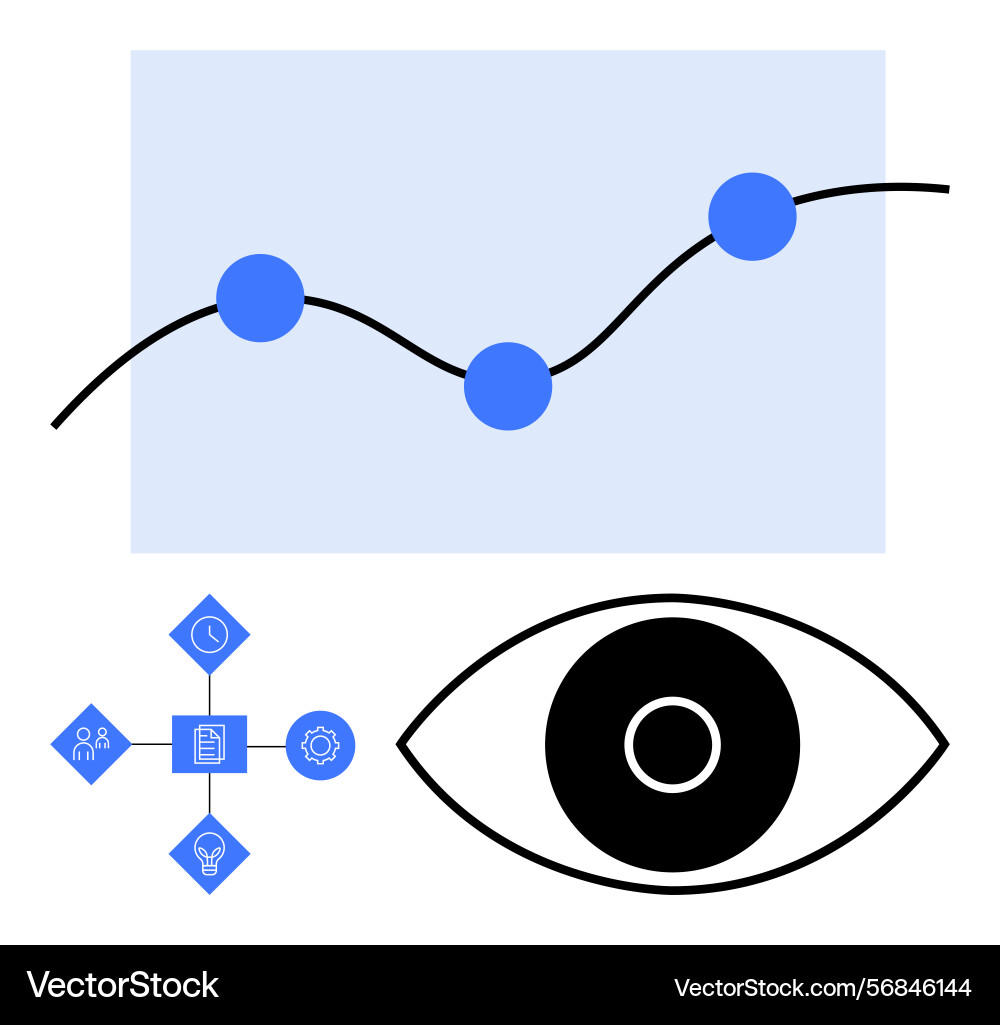 Data visualization with line graph circular nodes Data visualization with line graph circular nodes Vector Image