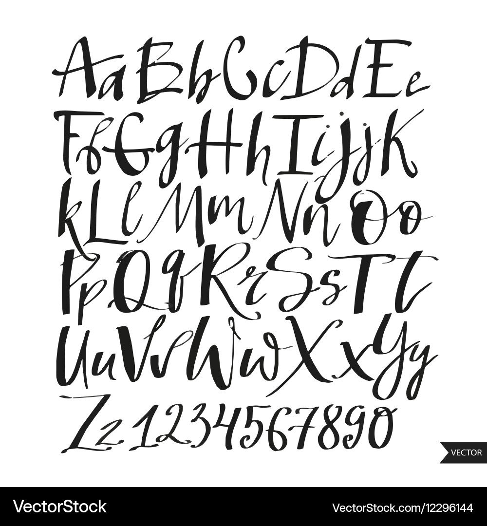 Handwritten Black Ink Alphabet Letters – Royalty-Free Vector | VectorStock