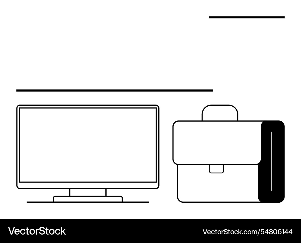 Home office setup with computer monitor Vector Image