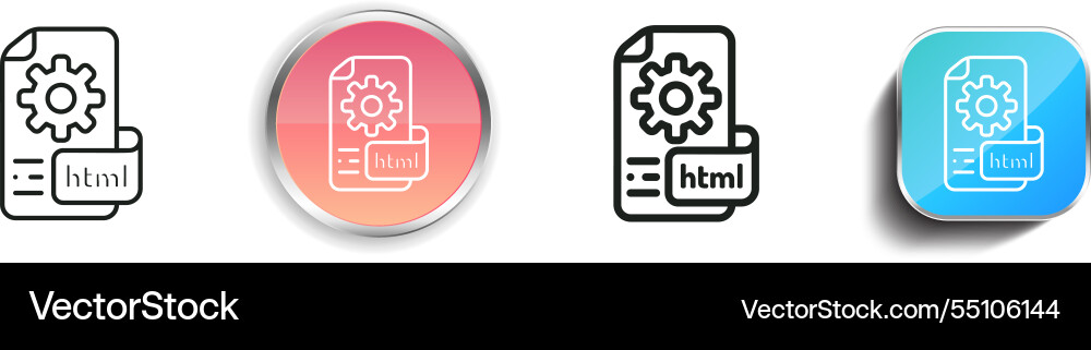 Html icon thin linear regular and button style Html icon thin linear regular and button style vector image