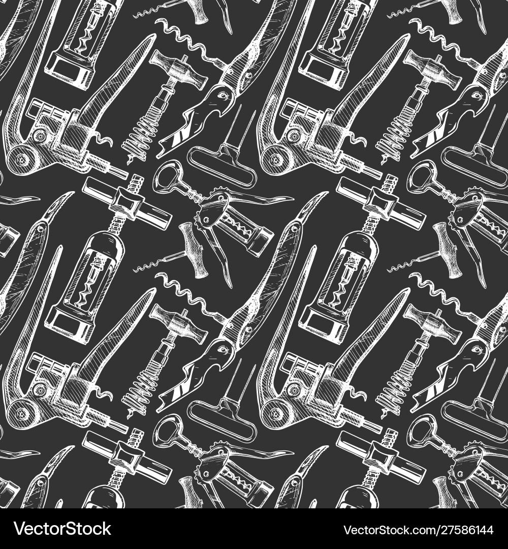 Seamless pattern with different corkscrews Seamless pattern with different corkscrews vector image