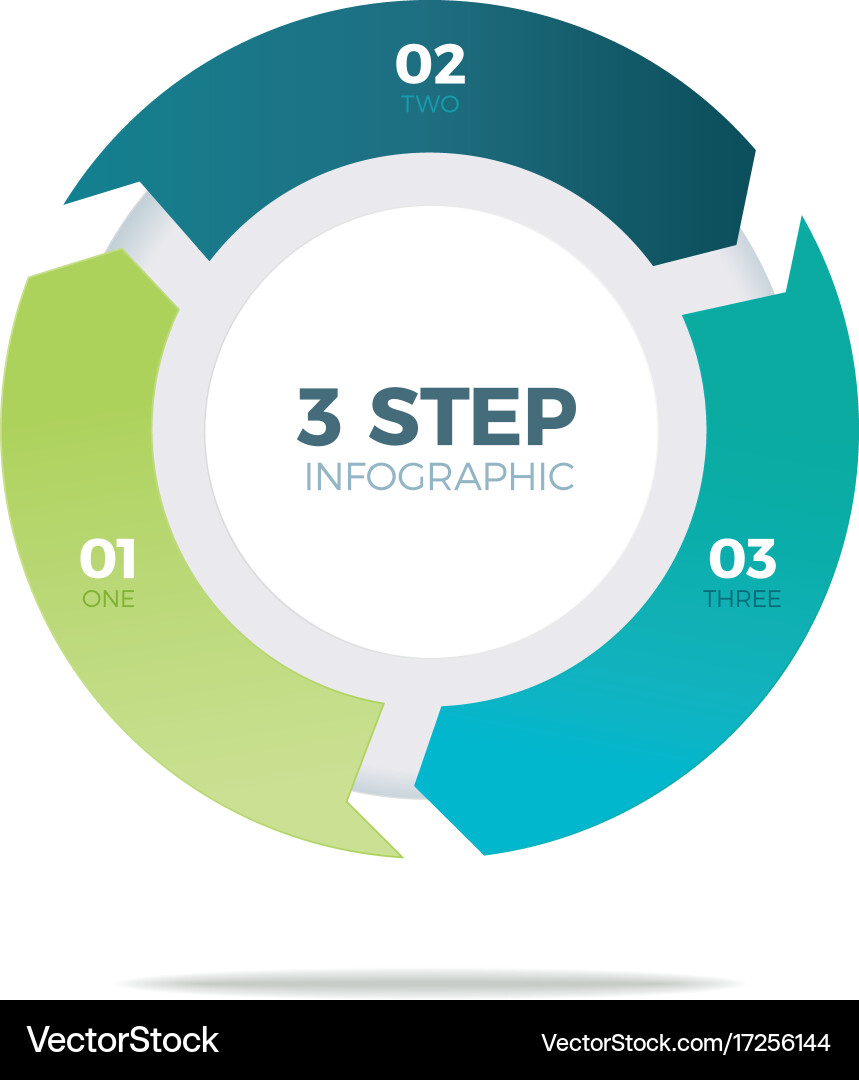 Three Step Circle Progress Chart vector image
