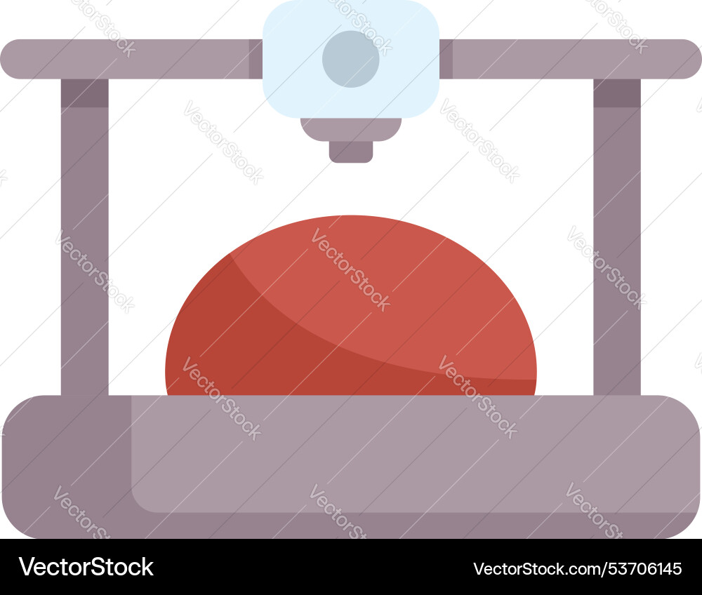 3d printer creating a red hemisphere using vector image