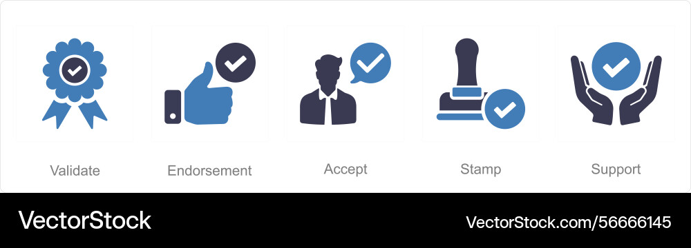 A set of 5 checkmark icons as validate Vector Image