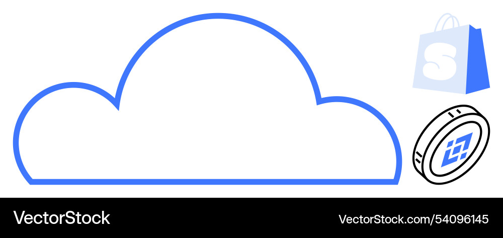 Cloud computing and e-commerce with cryptocurrency Cloud computing and e-commerce with cryptocurrency vector image