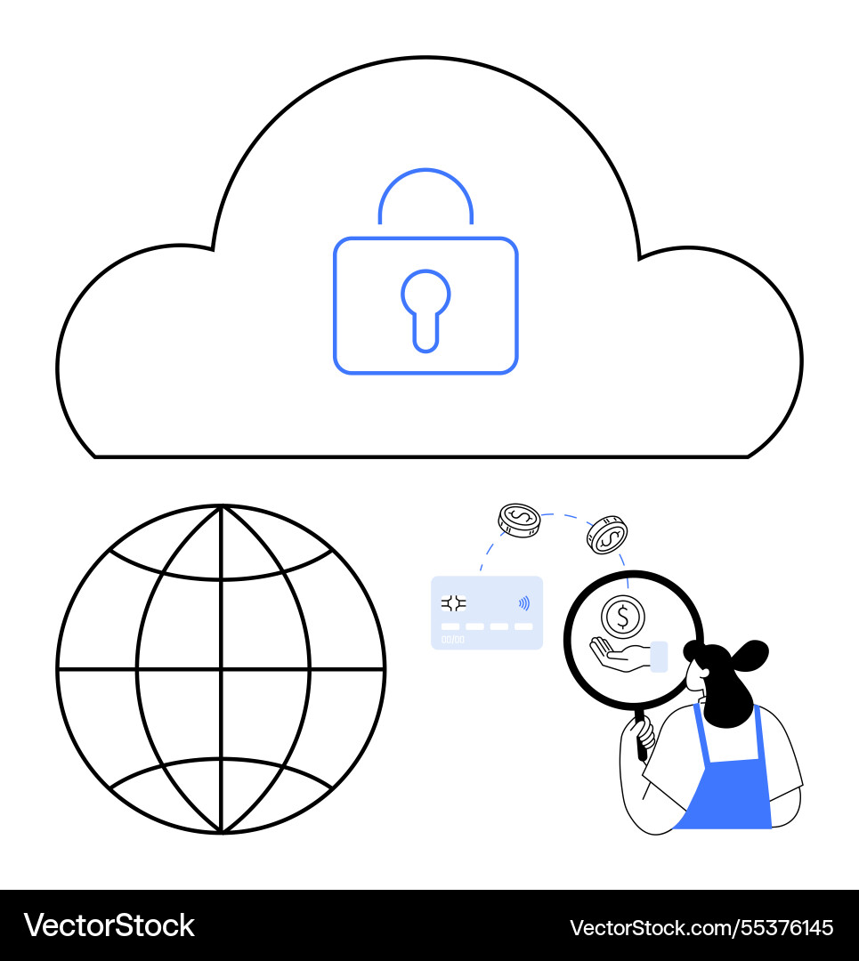 Cloud security with global network connections Cloud security with global network connections vector image