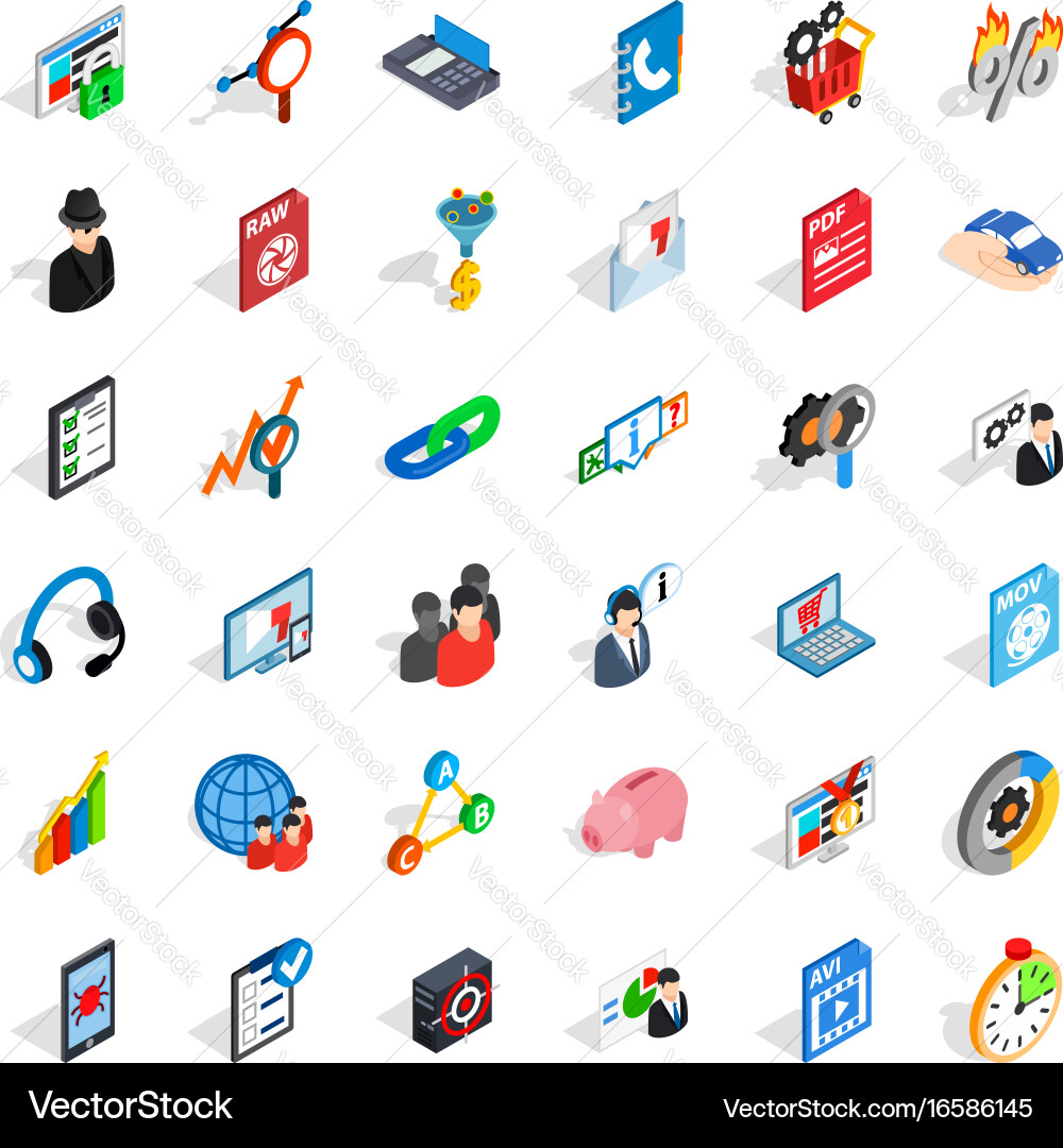 Database shield icons set isometric style vector image