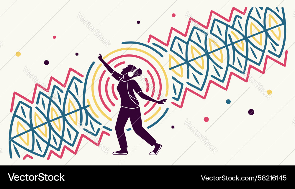 Dynamic Human with Wavy Patterns Vector Image