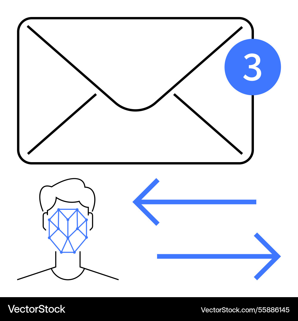 Email notification and communication with digital Email notification and communication with digital vector image