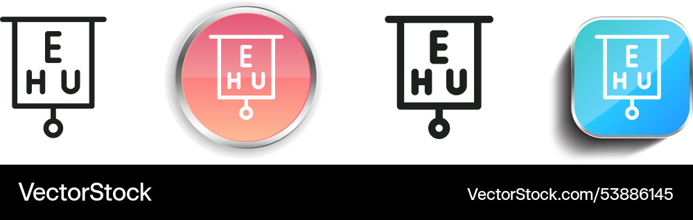 Eye exam icon thin linear regular and button vector image