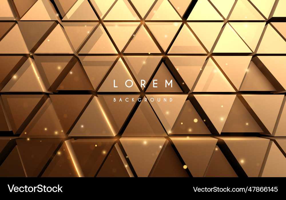 Golden triangles background with light effect Golden triangles background with light effect vector image