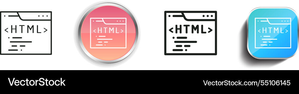 Html Symbol dünn linear regelmäßig und Knopf Stil Vektorbild