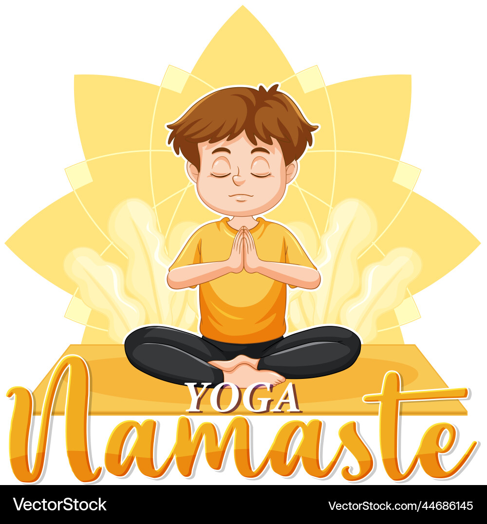 Man doing yoga with text Man doing yoga with text vector image