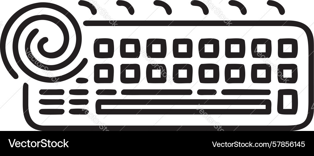 Outline keyboard with circular spiral abstract vector image