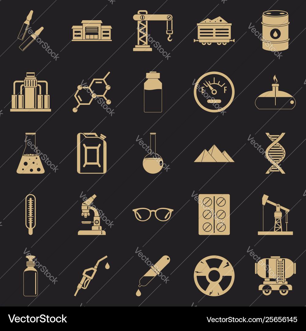 Processing factory icons set simple style Processing factory icons set simple style Vector Image
