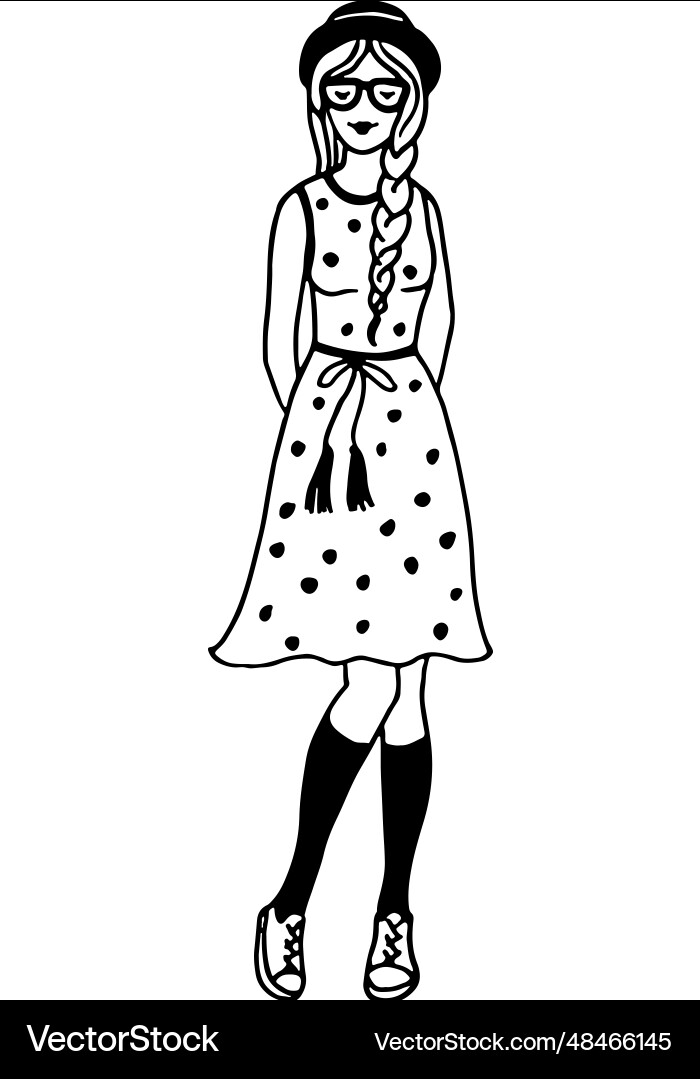 Schönes Mädchen im Sommer Kleid Vintage-Stil Mode Schönes Mädchen im Sommer Kleid Vintage-Stil Mode vektorbild