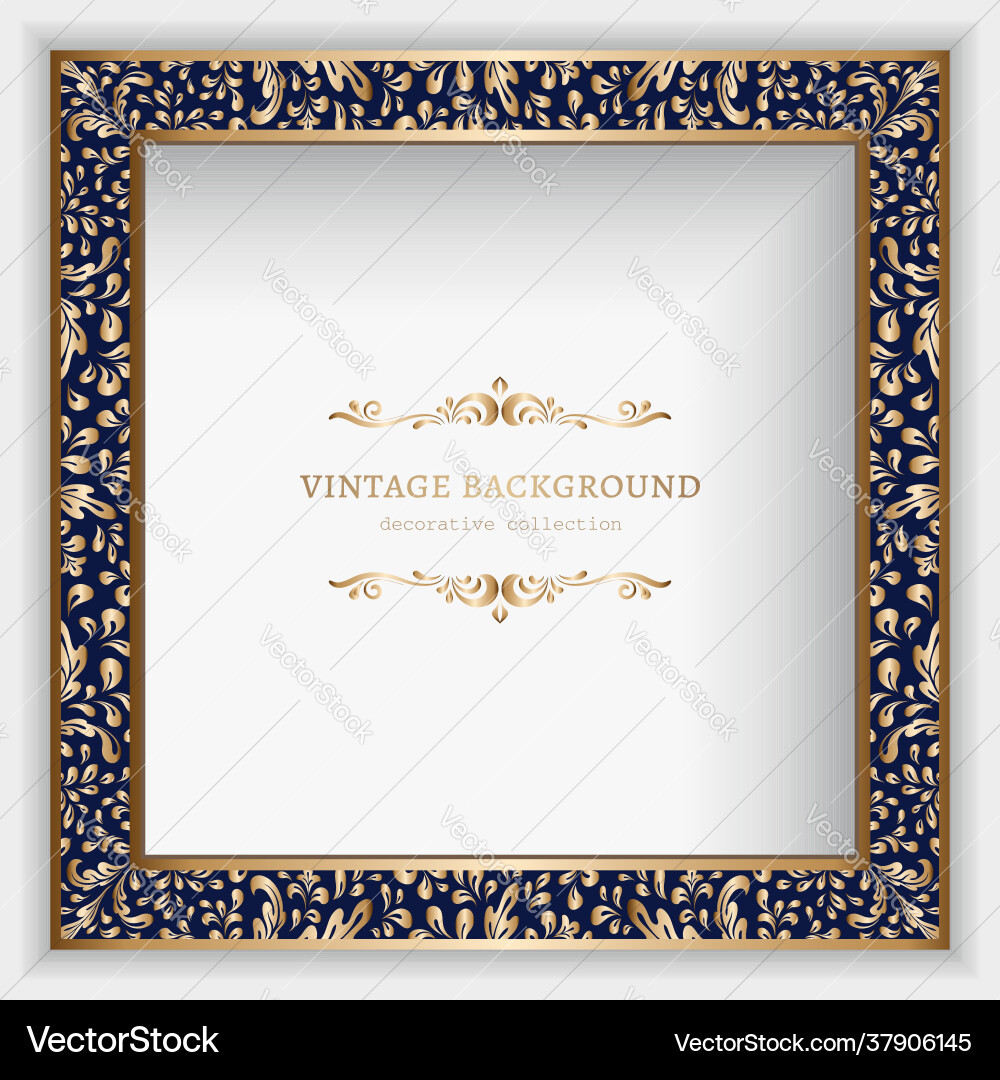 Square frame with gold border pattern Square frame with gold border pattern vector image