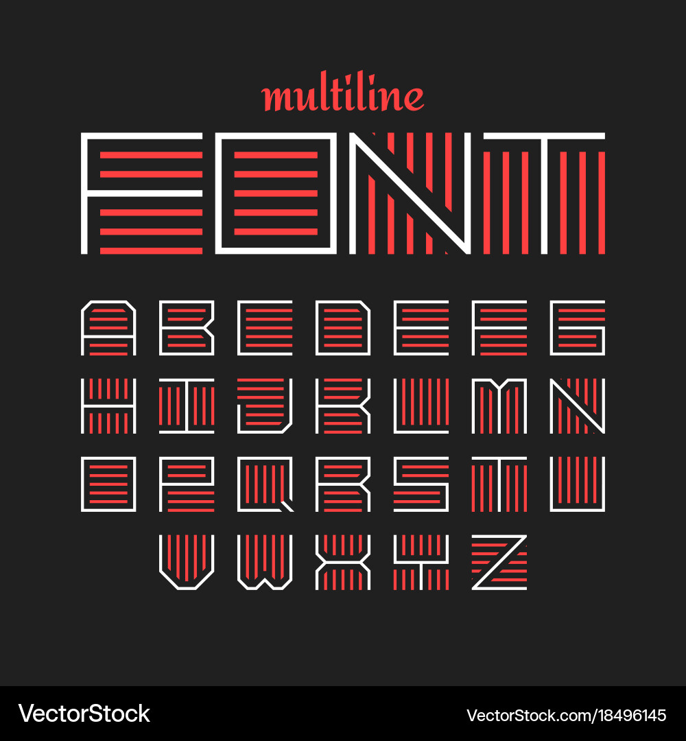 Thin Line Alphabet Font Vector Image