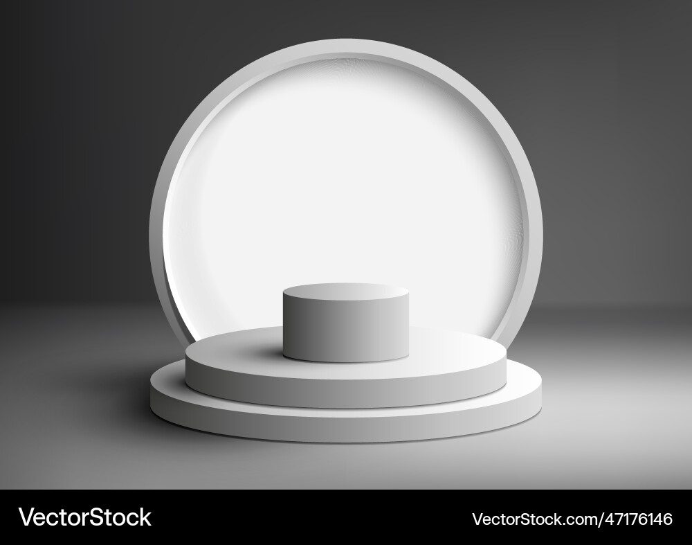 3d realistic empty group of white podium stand 3d realistic empty group of white podium stand vector image