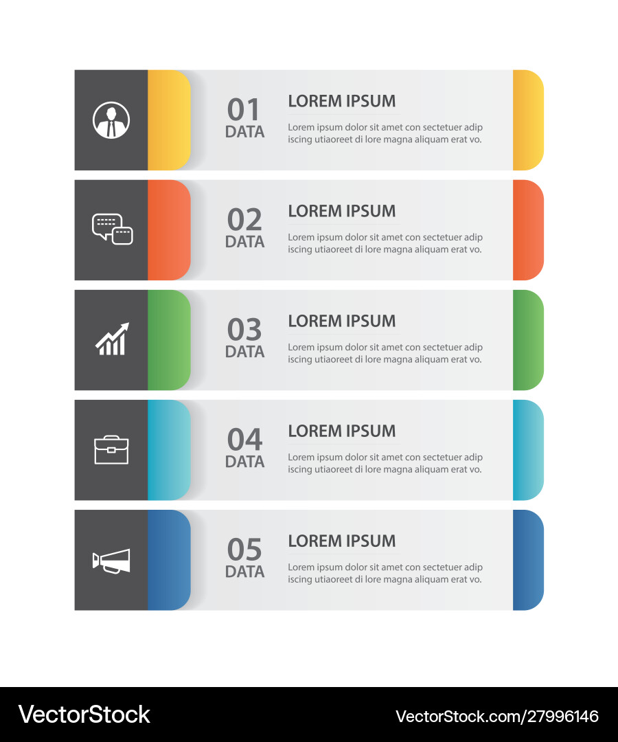 5 data infographics tab paper index template 5 data infographics tab paper index template vector image