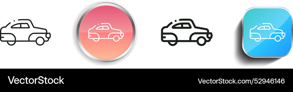 Classic car icon thin linear regular and button Classic car icon thin linear regular and button vector image