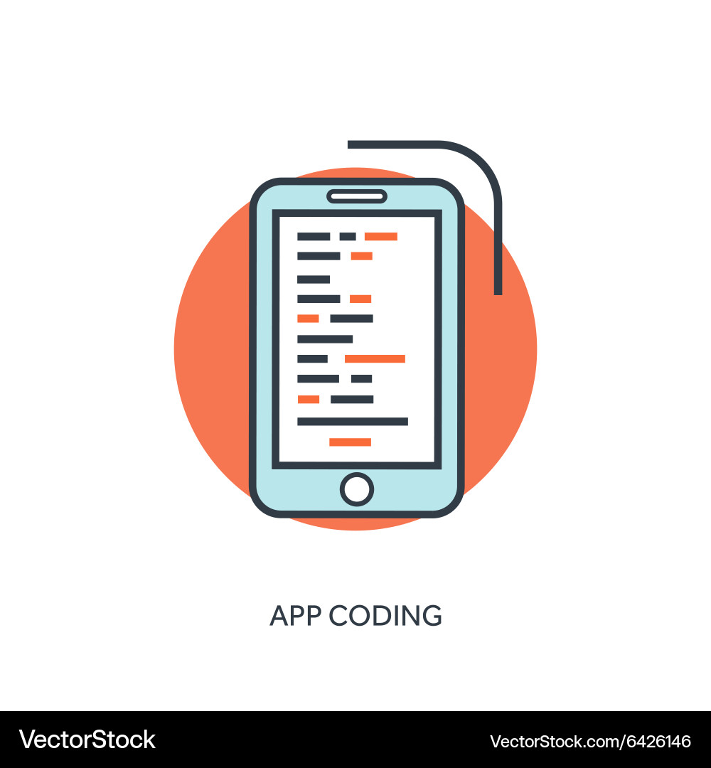 Flat lined document with app code coding Vector Image