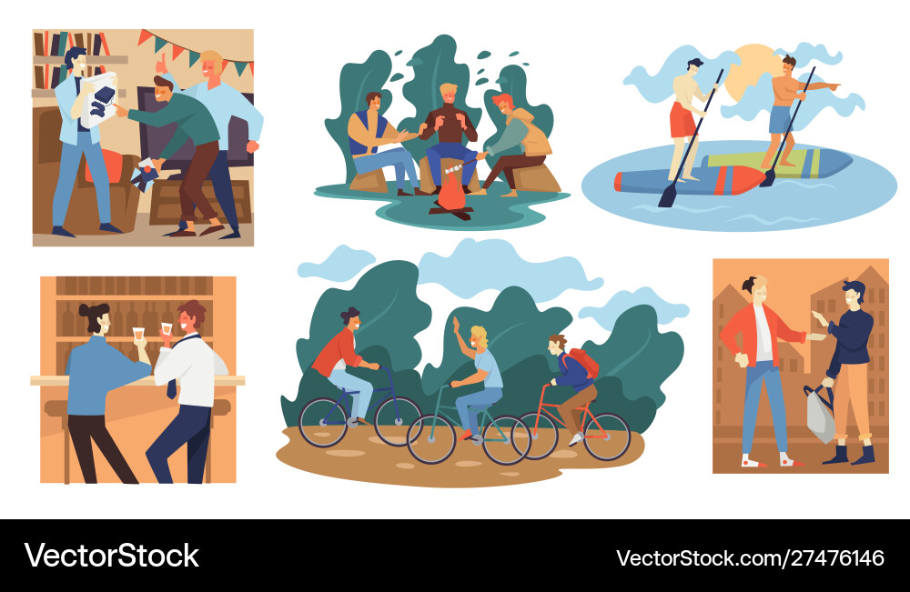 Friends on vacation people spending time together Friends on vacation people spending time together vector image