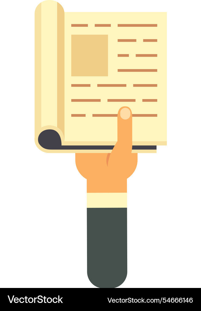 Hand holding an open book while pointing Hand holding an open book while pointing vector image