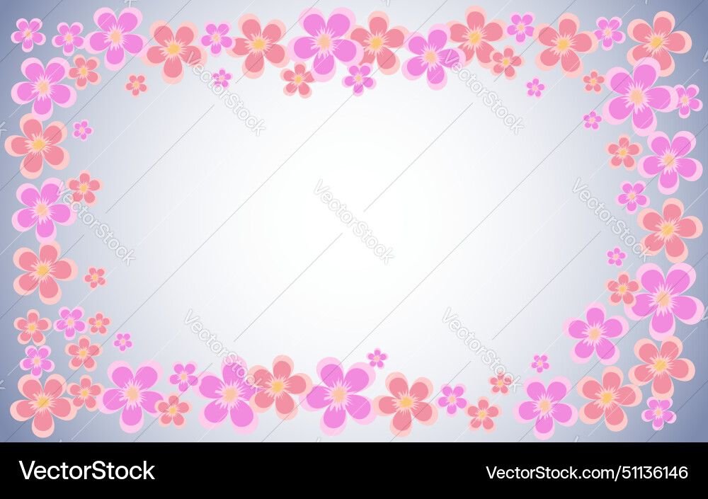 Spring background with pink flowers around Vector Image