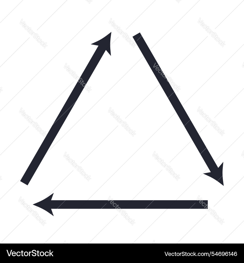 Three arrows triangle clockwise cycle flat Three arrows triangle clockwise cycle flat vector image