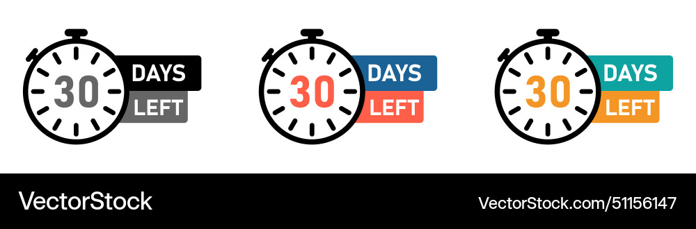30 days left countdown icons set 30 days left countdown icons set vector image
