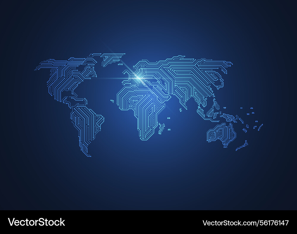 Abstract global network connection circuit design Vector Image