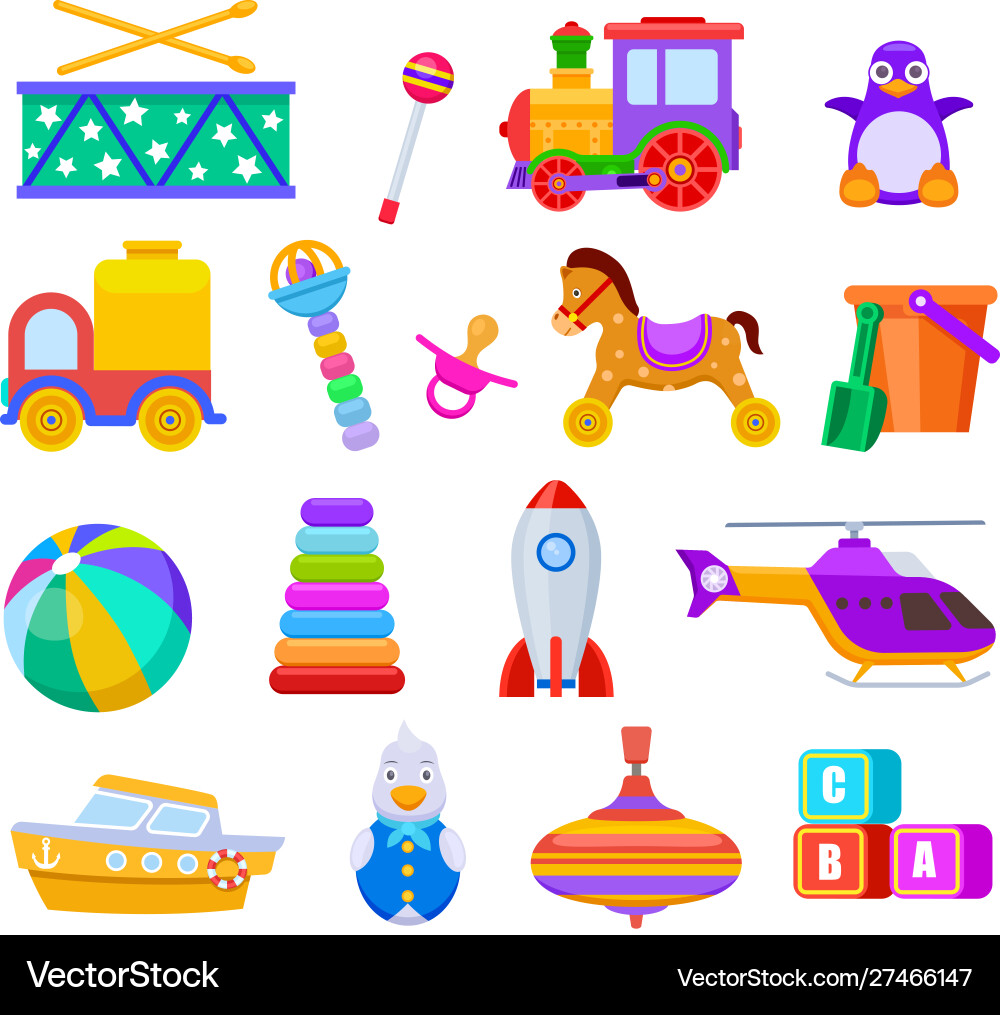 Colorful Kids Toys Set Vector Image