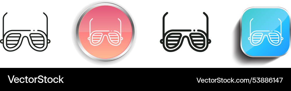 Eye glasses icon thin linear regular and button vector image