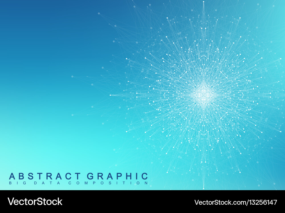 Fractal element with connected lines and dots big vector image