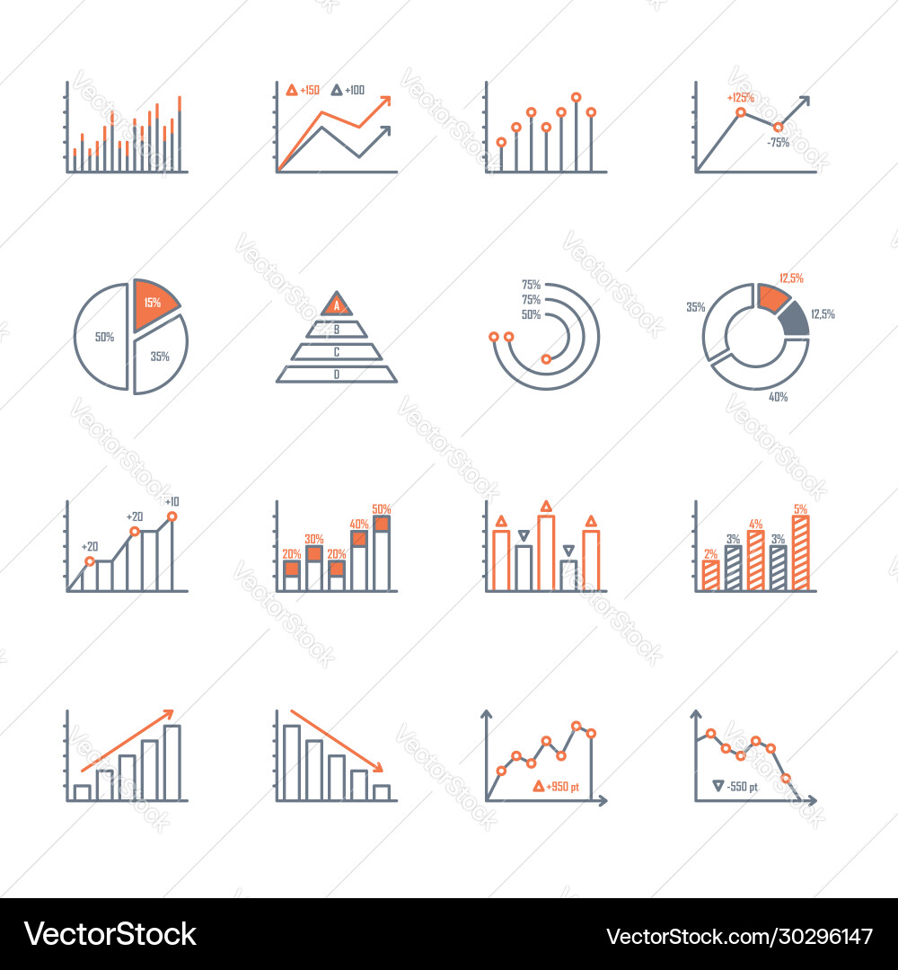 Graphs and charts icons set Graphs and charts icons set vector image