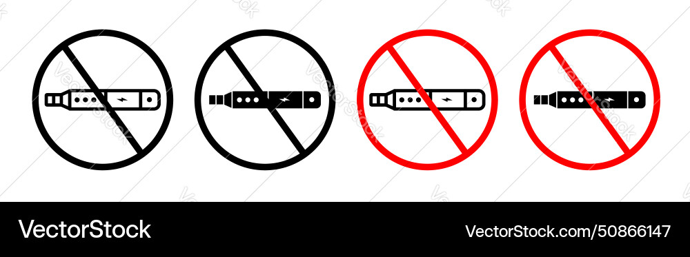No vaping icon set vape forbidden smoke symbol No vaping icon set vape forbidden smoke symbol vector image