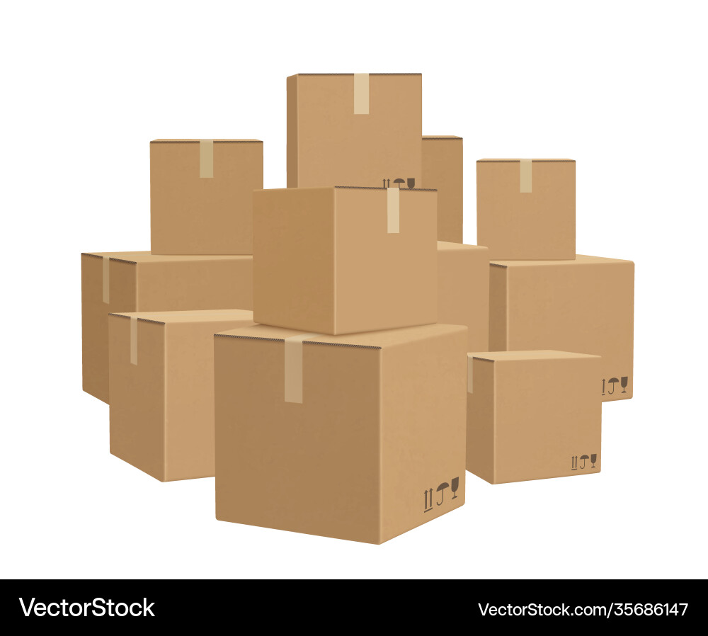 Warehouse boxed cardboard parcel packages piles Warehouse boxed cardboard parcel packages piles vector image