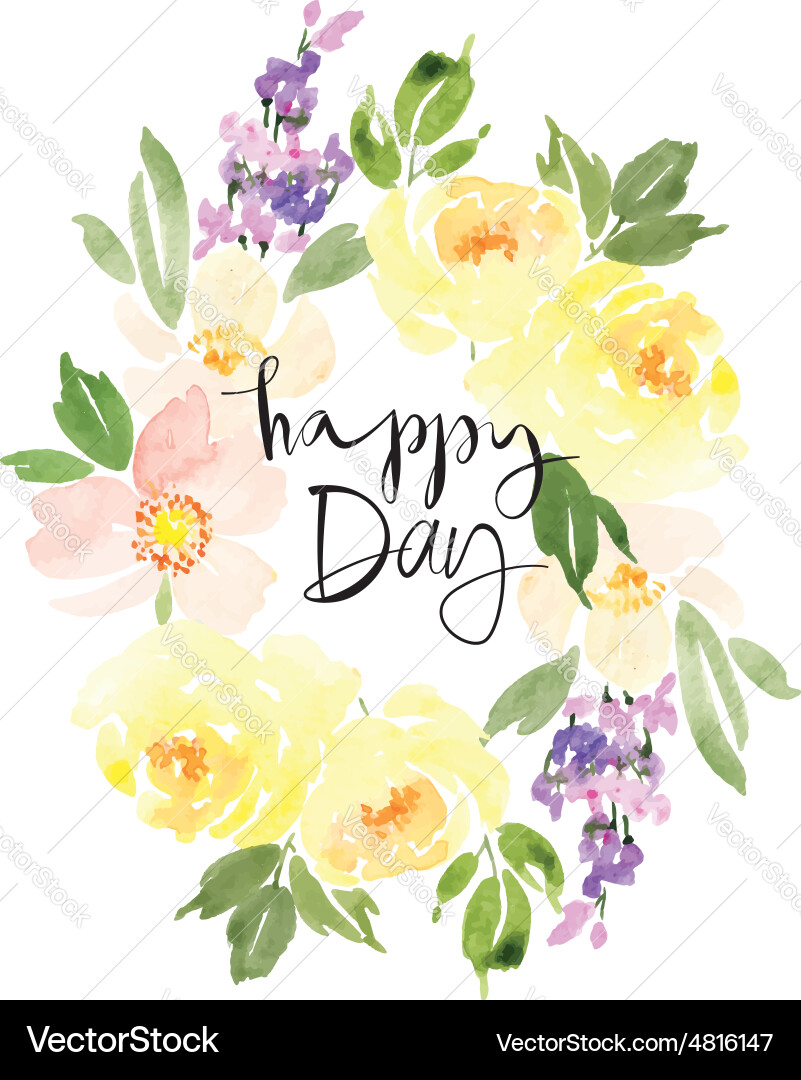 Watercolor Floral Greeting Card Vector Image