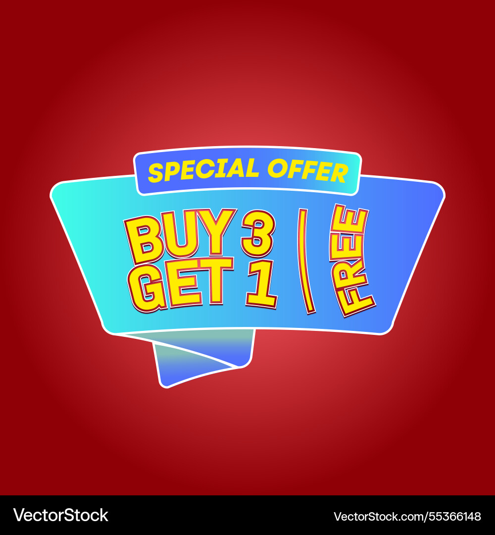 3d render of buy 3 get 1 in red background eps 10 3d render of buy 3 get 1 in red background eps 10 vector image