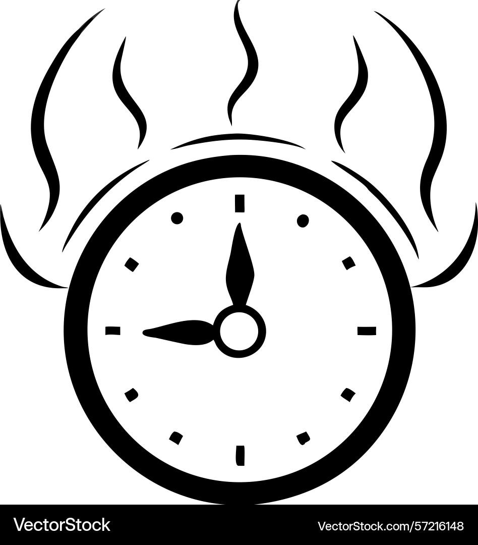 Alarm clock with stylized wisps representing Vector Image