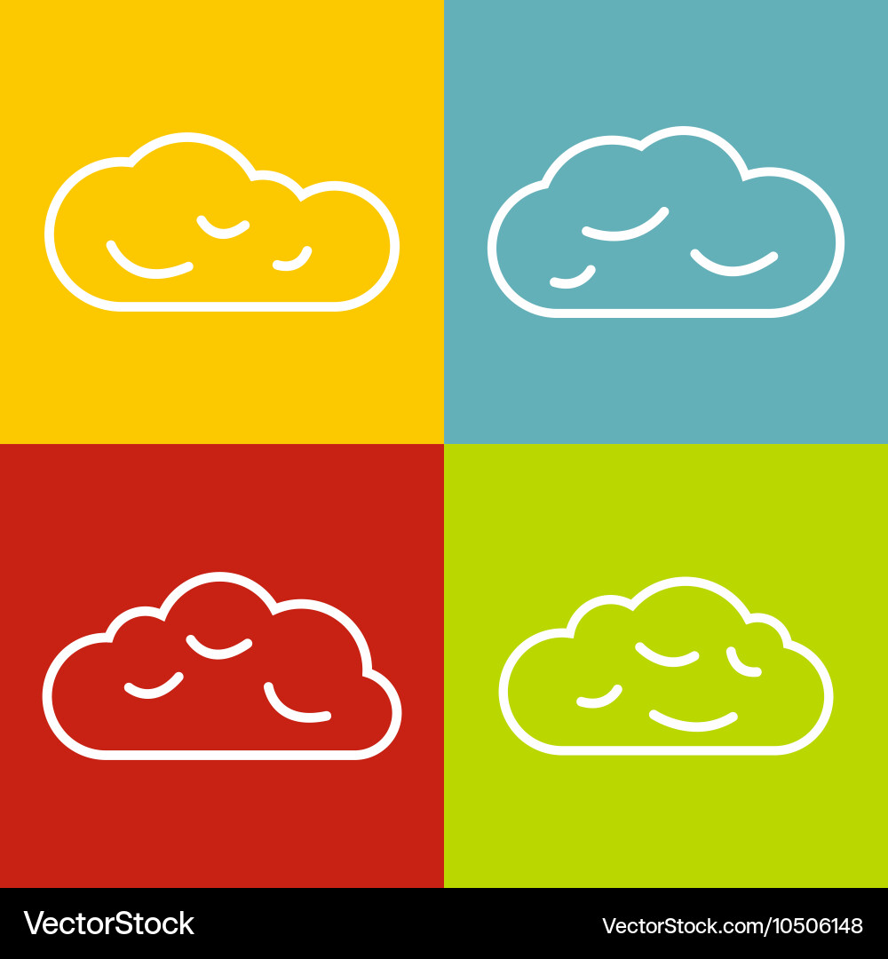 Cloud line icons on color background vector image