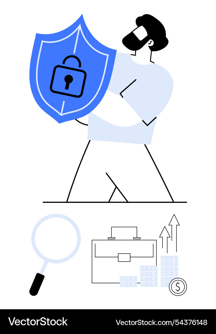 Cybersecurity professional holding shield for data Vector Image