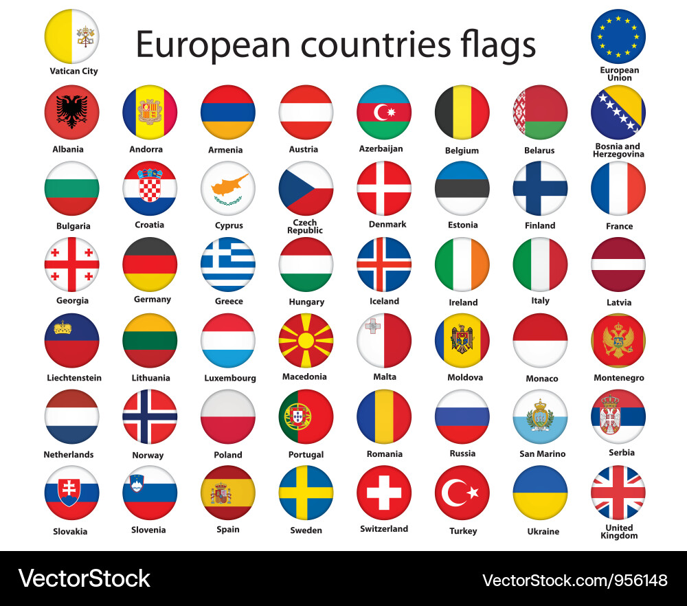 European Flags Buttons vector image