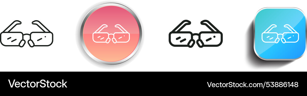 Eye glasses icon thin linear regular and button vector image