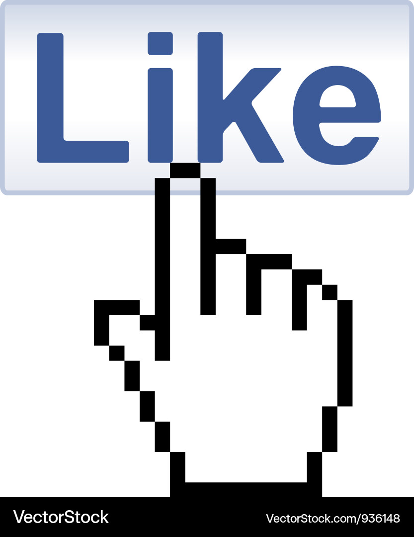 Like button and pixelated hand cursor vector image