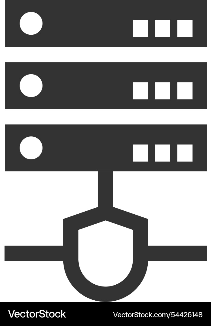 Server system protection black icon database Server system protection black icon database vector image